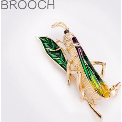 Fashion Vivid Alloy Enamel Grasshopper Brooch Men Rock Hip Hop Party Jewelry
