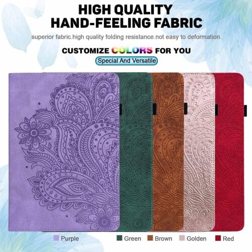 For Samsung Galaxy Tab A7 Flower Pattern Soft Leather Tablet Case 10.4inch Trifold Stand Auto Cover Protective Shell Folding