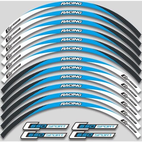 A set of 12pcs high quality motorcycle wheel decals waterproof Reflective stickers rim stripes For BMW C650SPORT C650sport