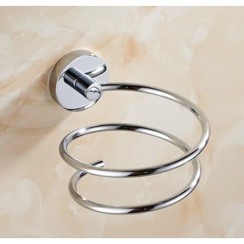 Wall Mounted Hair Dryer Stand Hotel Bathroom Shelves Shelf Storage Hairdryer Rack Holder Hanger Chrome Finish WY817