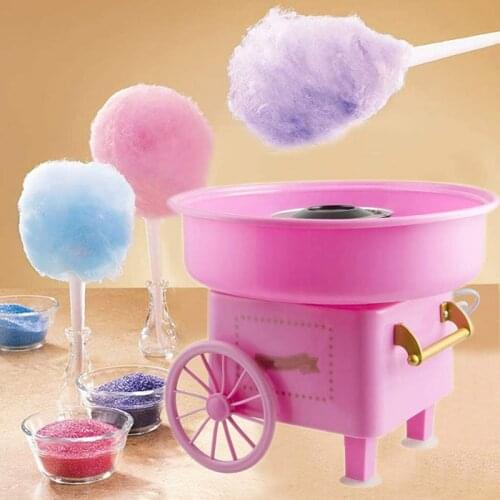 Nostalgia Mini Cotton Candy Machine for Kids Trolley Design Electric Cotton Candy Maker Kit with Spoon and Bamboo Sticks