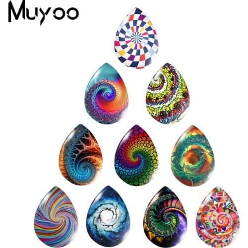 2019 New Colorful Flower Spiral Tear Drop Glass Cabochon Abstract Cabochons Art Hand Craft Jewelry