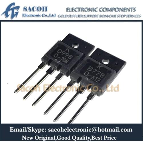 Free Shipping 10Pair KTB778 B778 + KTD998 D998 or 2SB778 + 2SD998 TO-3PF 10A 120V Silicon PNP Power Transistor