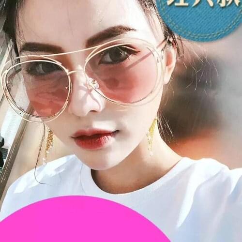 Personalized Oversize Frame Hollow Women Gradient Sunglasses Female Wild Ocean Film Sun Glasses Driving Travel Spectacles Uv400