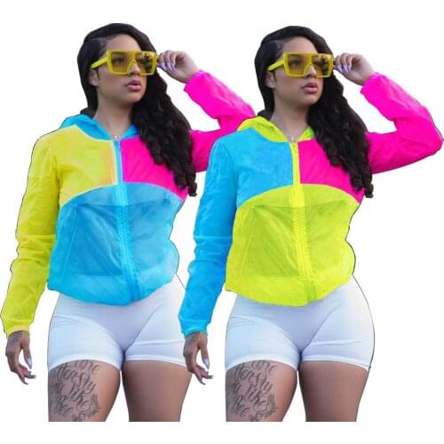 Stitched Hooded Coat Summer Color Full Sleeve Outdoor Anti Ultraviolet Breathable Thin Sunscreen Coat