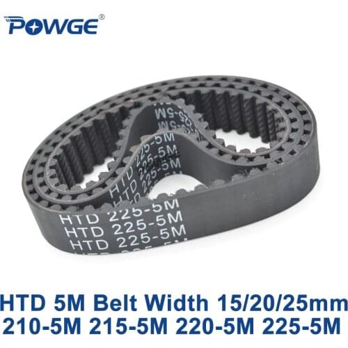 POWGE HTD 5M Timing belt C=210/215/220/225 width 15/20/25mm Teeth 42 43 44 45 HTD5M synchronous Belt 210-5M 215-5M 220-5M 225-5M