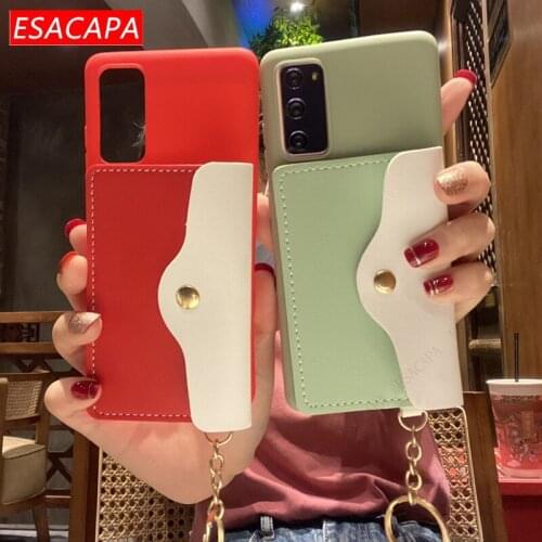 Silicone Card Strap Phone Case For Samsung S21 S20 Ultra Wallet Lanyard Cover For Samsung A32 5G A72 A52 A12 Shockproof Shell