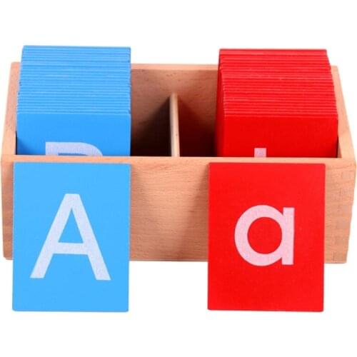 Montessori Kids Language Training Teaching Aids Uppercase Lowercase English Letters Sandpaper Letter Board Wood Educational Toy