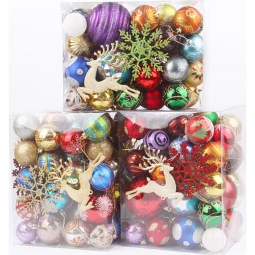 60pcs Christmas Ball Christmas Tree Pendant Party Ornaments Plastic Multicolor Home Furnishing Decoration Shiny Christmas Craft