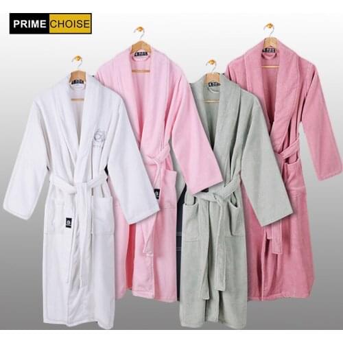 40s/1 Ultrafine 100% cotton bathrobes loop pile long-sleeve sleepwear lovers bathrobe robe