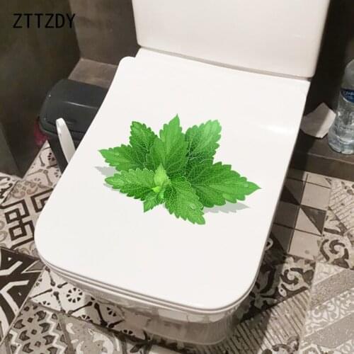 ZTTZDY 25.6×16.8CM Fresh Green Leaves Home Living Room Wall Stickers Creative Toilet WC Decoration T6-0266