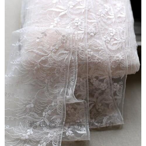 2 Meters Light Pink Floral Embroidered Charming Lace Trim 12cm Width Flower Venise Lace Fabric DIY Lolita Accessories