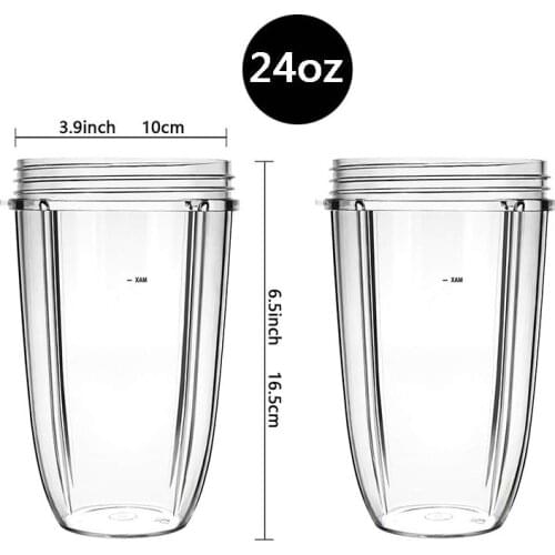 2pcs 24oz Replacement Parts Mug Cup for Nutri Bullet 600W / Pro 900W High-Speed Blender Juicer Mixer Accessory 24 Ounce