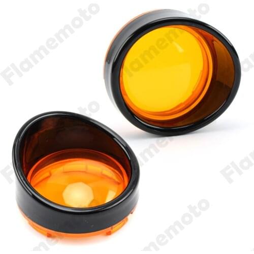 2pcs Bullet Motorcycle Turn Signal Lens Cover Amber Visor Lenses Bezel For Harley Sportster XL 1200 883 Touring Softail Dyna