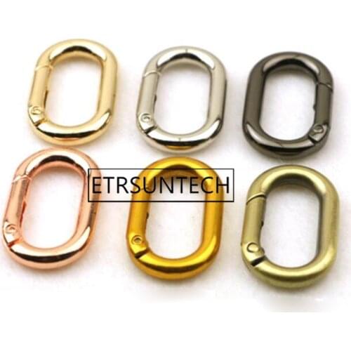 500pcs Metal Oval Ring Snap Hook Spring Gate Trigger Clasps Clips for Leather Craft Belt Strap Webbing Keychain Hooks