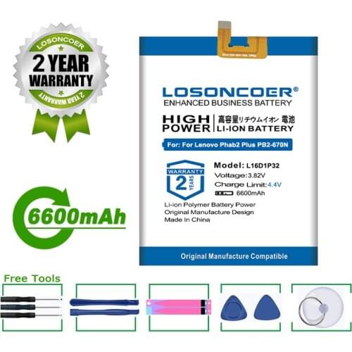 6600mAh For Lenovo Phab2 Plus PB2-650 PB2-650M PB2-670 PB2-670N PB2-670M PB2-670Y PB2 670N 670M 670Y PB2-690N L16D1P32 Battery