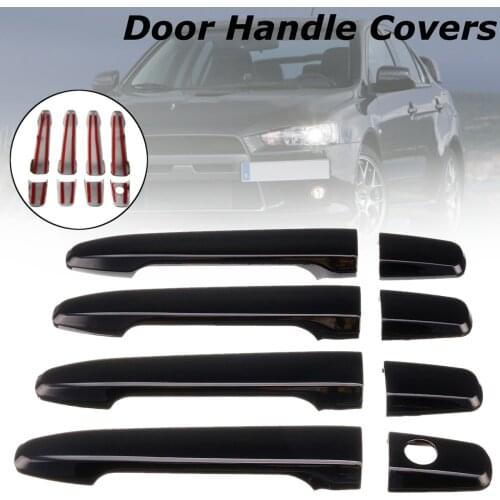8pcs Set ABS Gloss Black 4 Door Handle Covers For Mitsubishi Lancer 2008 2009 2010 2011 2012 2013 2014 2015 2016 2017