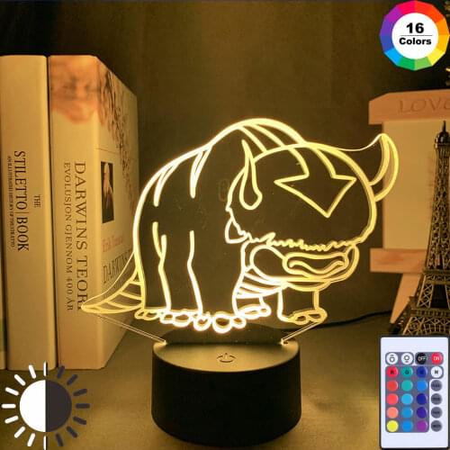 Acrylic 3D Lamp Avatar The Airbender Nightlight for Kids Child Room Decor The Legend of Aang Appa Figure Table Night Light