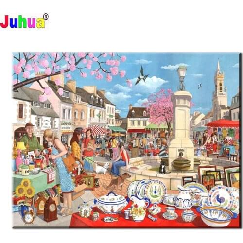 Italian Market 5D DIY Diamond Painting Full Square/Round Drill 5D Diamond Embroidery Netherlands street Home Decoration