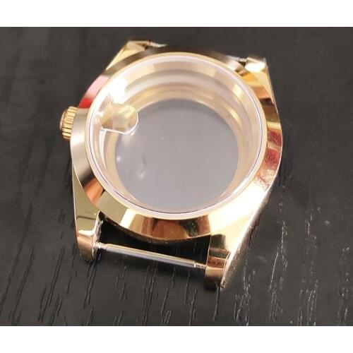 39mm Sapphire Watch Case Gold Plated For NH35 NH36 Miyota 8215 821A Mingzhu 2813 3804 Movement Jubilee/Oyster Bracelet