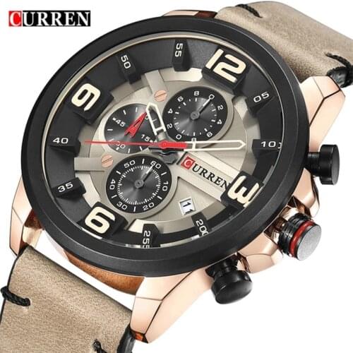 2020 CURREN Top Brand Chronograph Quartz Watch Men Sport Fashion Casual Wrist Watches For Leather Strap Gift For Man Watch