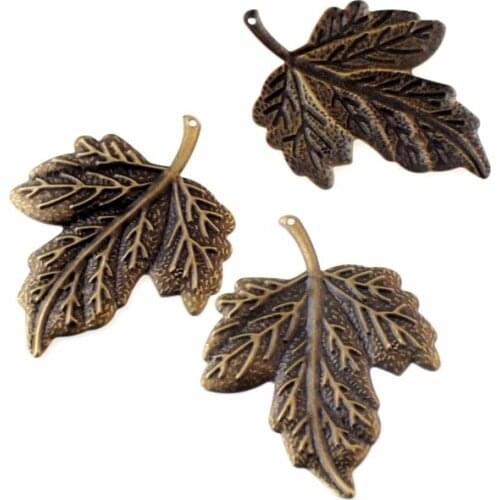 Free shipping 10Pcs Bronze Tone Leaf Filigree Wraps Connectors Metal Crafts Gift Decoration DIY 49x65mm