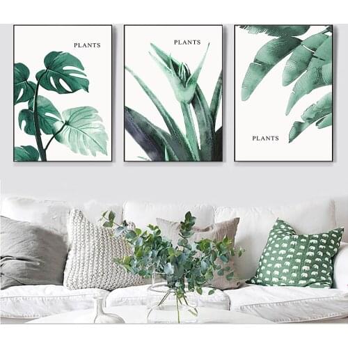 Emerald Green Leaves Real Style Aquarelle Decorative Arts Canvas Paintings Wall Art Pictures for Living Room Home Decoration