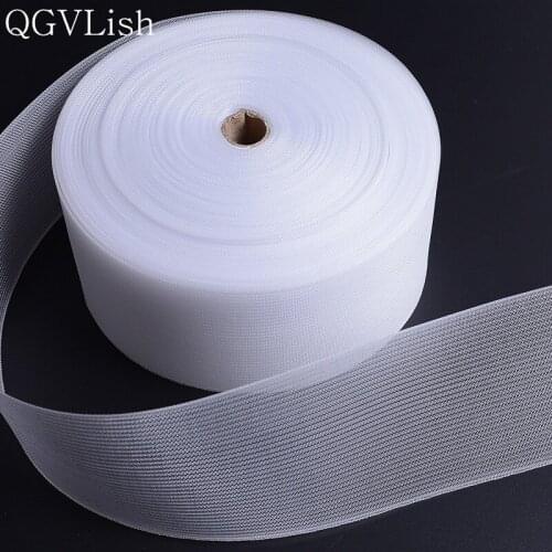 QGVLish 50M Transparent Mesh Curtain Tape Belt For Hanging Tie Rings Roman Rod Punch Circles Curtain Accessories DIY Encryption