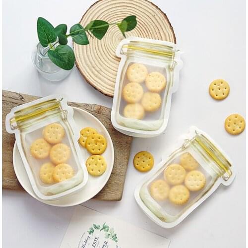 Mason bottle ziplock bag portable sealed transparent plastic bag zipper bag food storage fresh-keeping refrigerator bag reusable