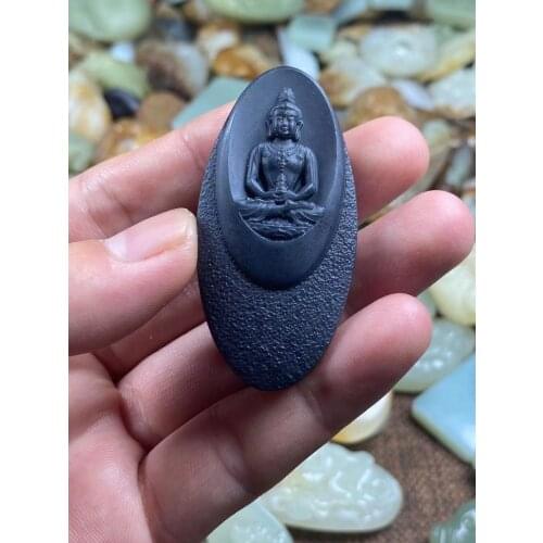 Natural he tian jade A HandCarved jade Buddha guan yin jadeite jade purple jade pendant jade necklace jewelry necklaces