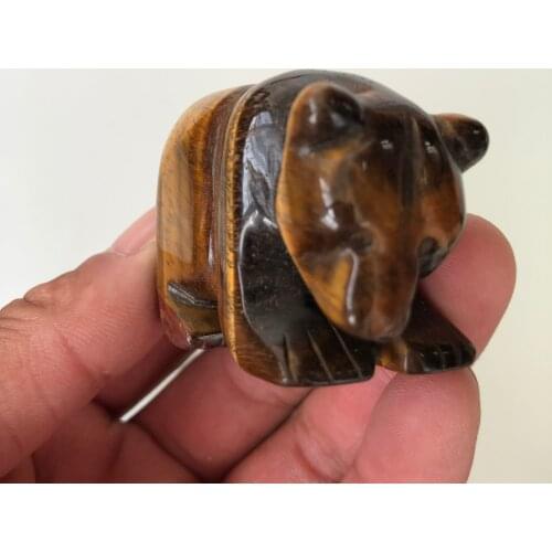 Natural yellow tiger eye stone hand-carved, panda, gao qing imitation healing