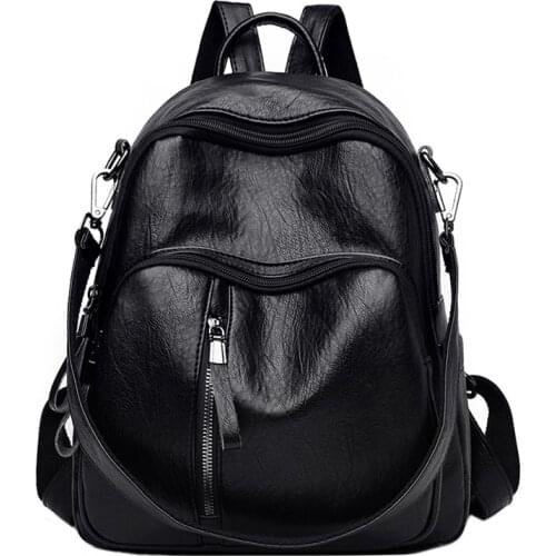 2021 New Backpack For Women Fashion High Quality Leather Bagpack Big Capacity Ladies Leisure Pack Black Ladies School Bag Pack