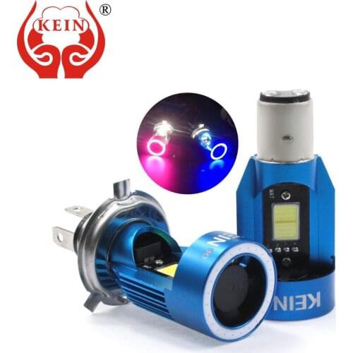 KEIN NEW H4 Led Angel eyes COB Motorcycle Headlight Bulbs H6 ba20d HS1 LED Motorbike Head Lamp Scooter Accessories Fog Light 25W