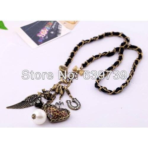 India Black Fabric Simulated Pearl Necklace