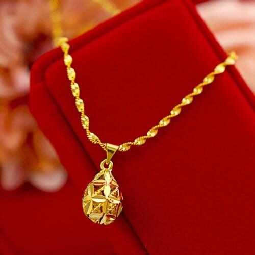 Popular fashion hollow drop-shaped gold necklace Vietnam gilded sand for Women Clavicle Chain Choker Necklacse Jewelry Gifts