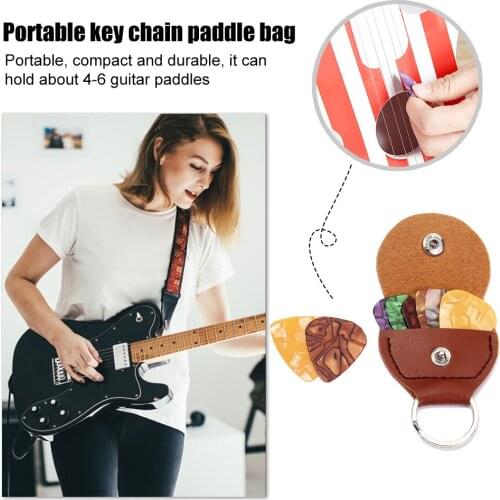 Portable Guitar Pick Holder Leather Guitar Plectrum Case Bag Guitar Accessories Lightweight Portable Music Element