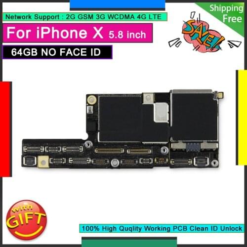 Unlocked Original Motherboard For IPhone X 64GB NO Face ID Good Working Mainboard Free iCloud Logic Board without Face Function