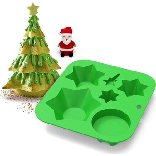 Christmas Tree Shape Silicone Mold Fondant Chocolate Biscuit Cake Decorating Tool Kitchen Baking Bakeware Soap Mold