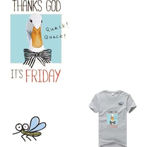 ShinEquin Biker Patch deal with it Clothes Heat Transfer Printing Duck Quack Iron on patches for clothing women Diy PVC Stickers