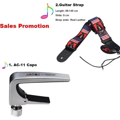 Package 2 in 1 AC-11 Guitar Capo in Silver color and 80-140 cm Length Strap for acoustic guitarra/electric guitars Free shipping