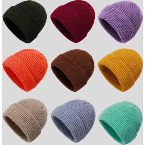 New Beanie Winter for Women Men Boys Girls Knitted Skullcap Solid Color Unisex Autumn Crochet Beanies Cap Wild Accessories