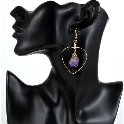 Women Irregular Crystal Pendant Drop Dangle Earring Big Heart Statement Hoop Earrings Female Party Jewelry BOHO Earring Hoop