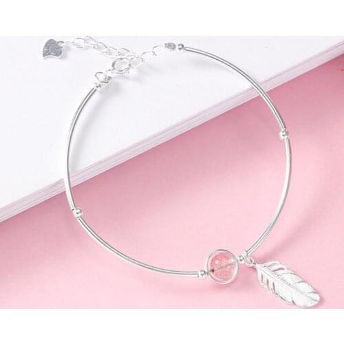 2021 Women Delicate Bracelet Adjustable Feather Pendant Jewelry Birthday Mothers Day Gift Feather Bracelets Silver Wire Bangle