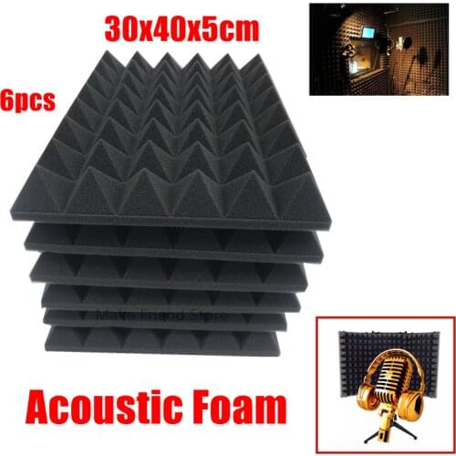 6PCS 30x40x5cm Acoustic Foam Soundproofing Panel Pyramid Studio Treatment Panel Recording Microphone Sound Absorption Accessorie