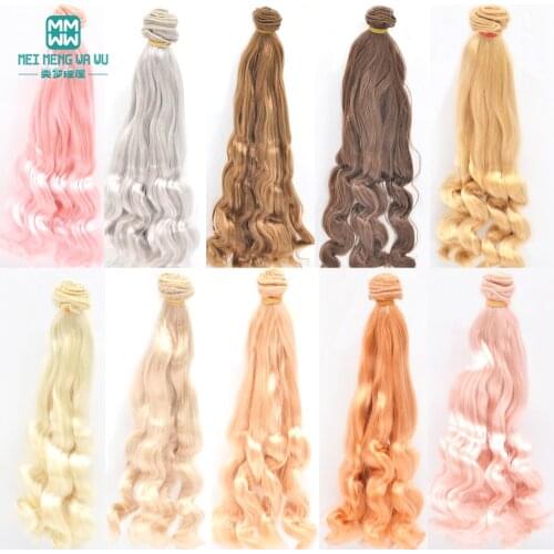 1pcs 25cm*100CM Natural curly milk silk wig doll hair for 1/3 1/4 1/6 BJD diy doll wig DIY doll Accessories Gold Black Brown Kha