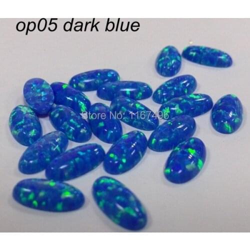 100pcs/lot Free Shipping wholesale 5x10mm synthetic dark blue Oval Cabochon Opal stone