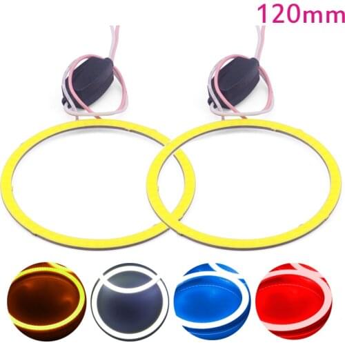 2Pcs(1pair) Auto Halo Rings COB 120MM Angel Eye 12V 24V Headlight 93 SMD Car Angel Eyes Motorcycle 9-30V White Red Yellow Blue