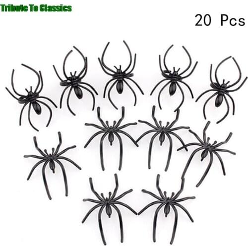 20 x Halloween Decorative Spiders Small Black Plastic Fake Spider Toys Halloween Funny Joke Prank Realistic Props