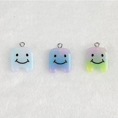 20pcs 19*17mm Multicolorresin cute flat back resin tooth charms earring resin pendant for DIY decoration