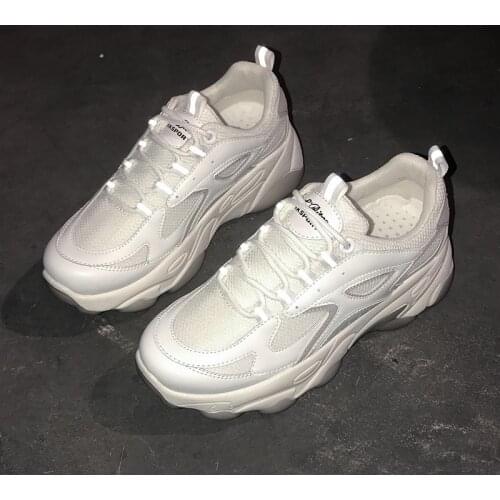 2020 Fashion Platform Sneakers Breathable Mesh Chunky Sneakers for Women Basket Femme Lace-Up Casual Shoes Women Shoes U21-09